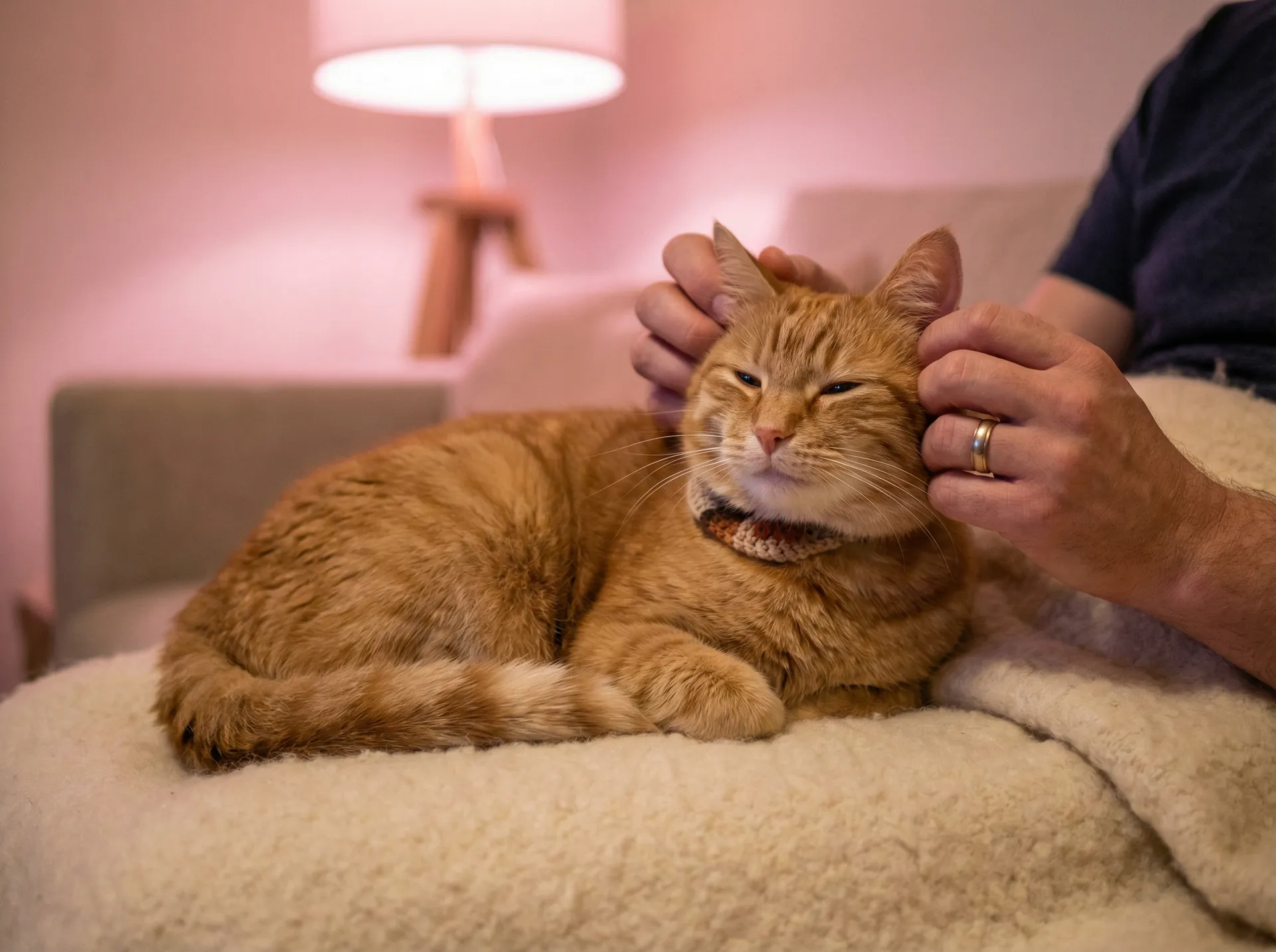 猫咪被温柔抚摸的幸福时刻 - 学生妹的